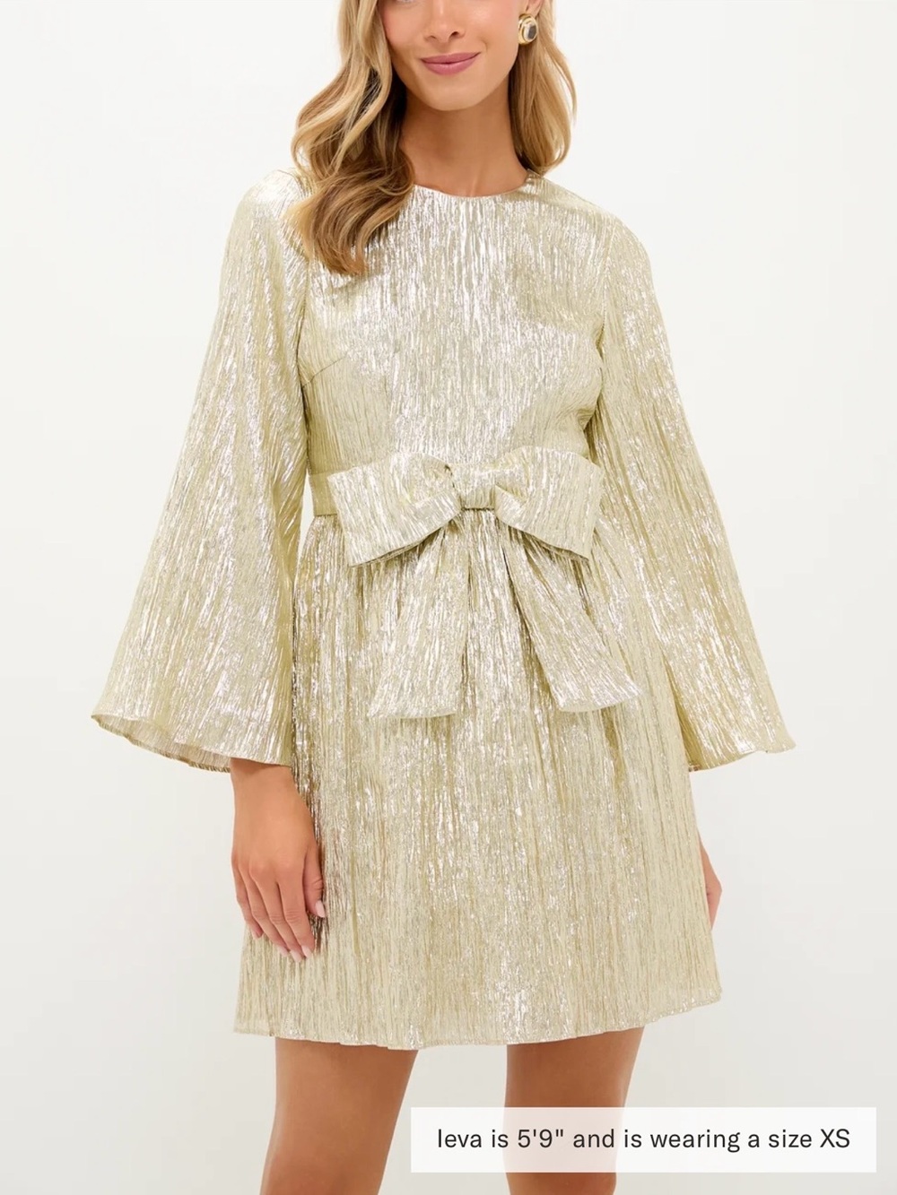 NWT Tuckernuck Hyacinth House Gold Plissé Carol Bow Dress XL